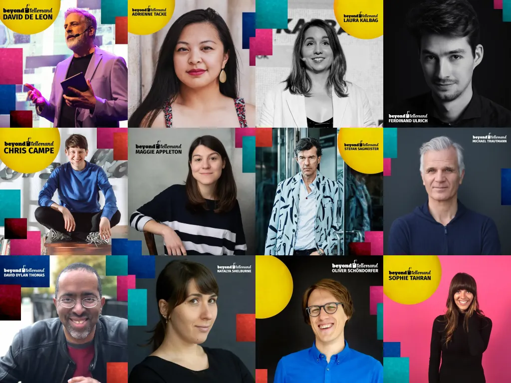 A collage of photos showing all 12 people speaking at beyond tellerrand Düsseldorf 2024 – 6 women, 6 men