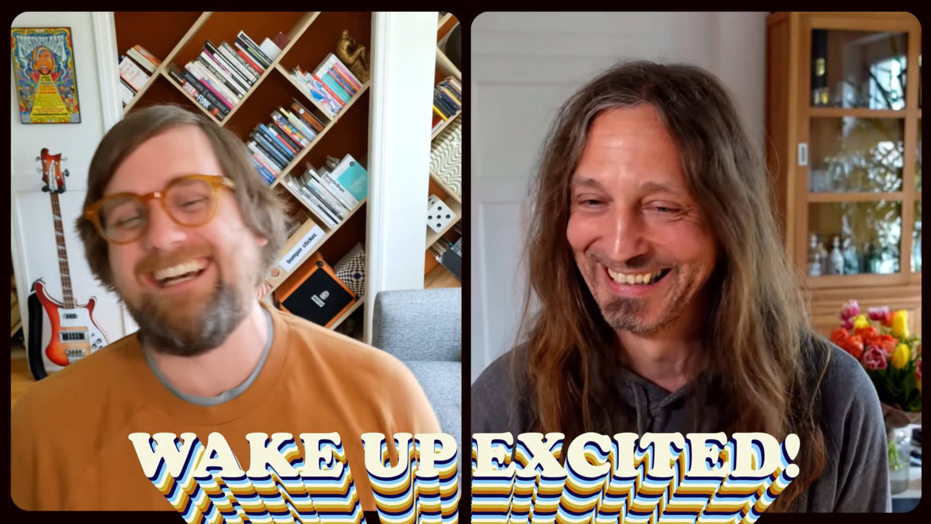 A screenshot of the recording with Brad Frost (on the right) and Marc Thiele (on the left). Both laughing hard and it seems they had fun while recording the podcast.