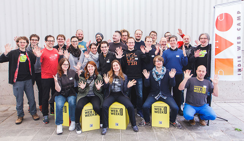 Photo of attendees at the IndieWebCamp Nürnberg 2016
