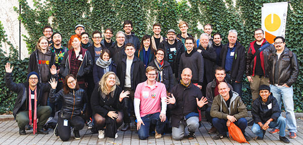 Photo showing all attendees at the IndieWebCamp in Berlin