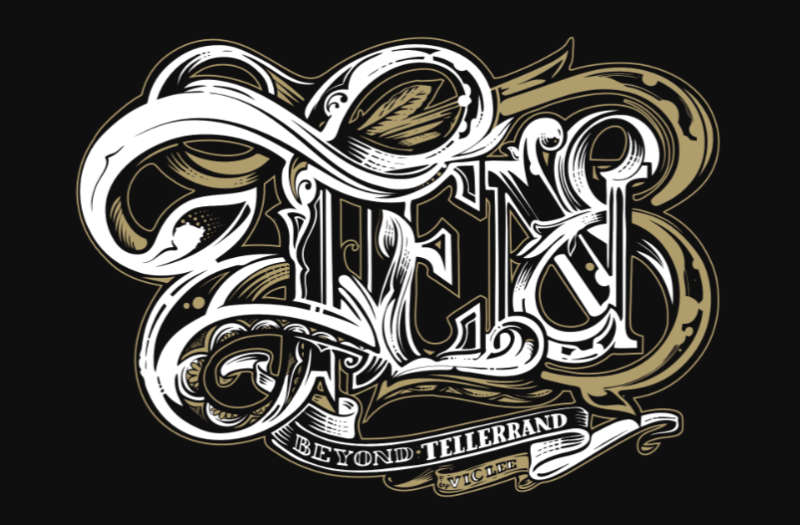 A lettering illustration stating “TEN” by Vic Lee