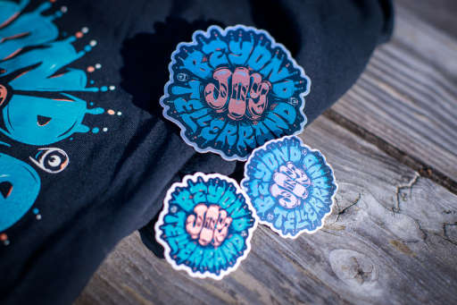 photos of the stickers that have been created from the design Mark Caneso crafted