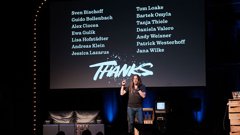 Photo showing me, thanking all volunteers at the end of the show.