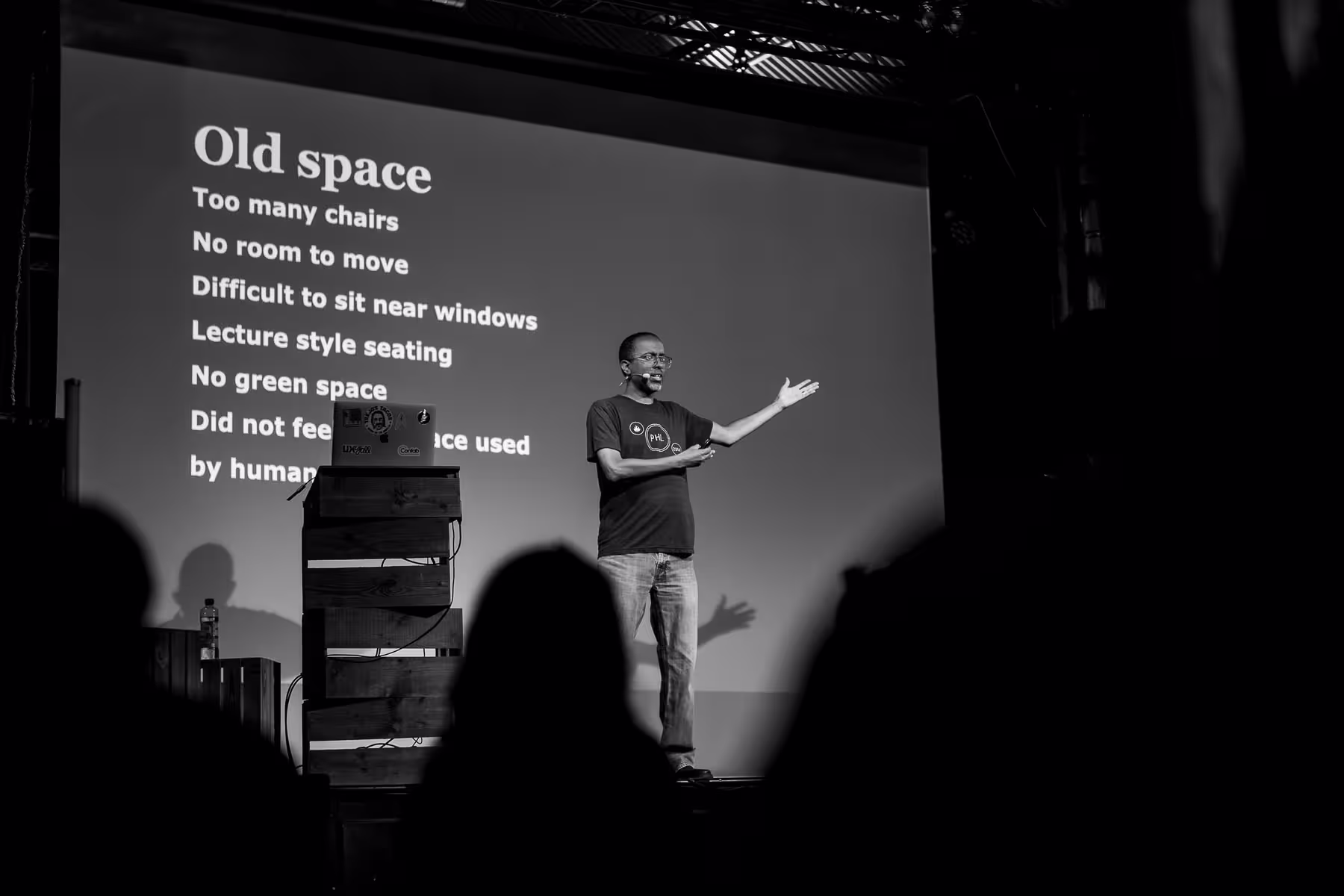 Photo of David Thomas taken at beyond tellerrand in Berlin 2022 by Florian Ziegler