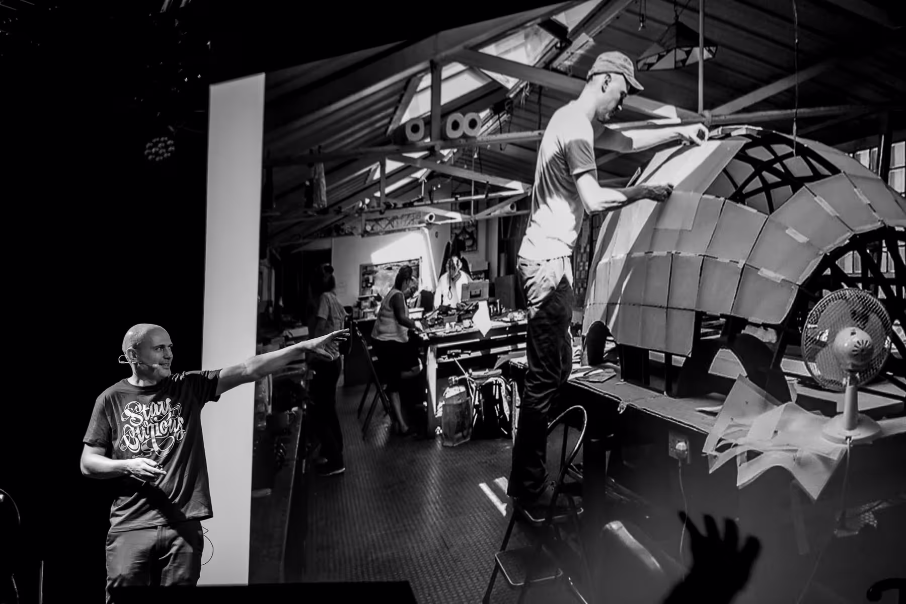 Photo of Dominic Wilcox taken at beyond tellerrand in Berlin 2022 by Florian Ziegler