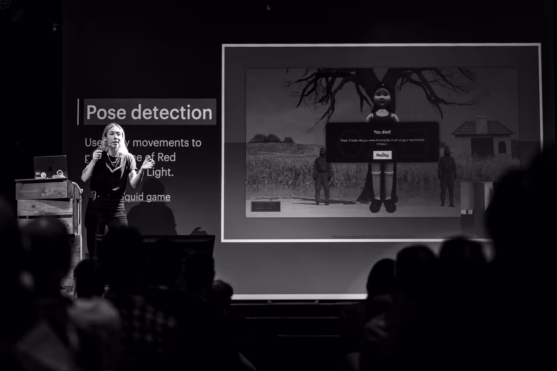 Photo of Charlie Gerard taken at beyond tellerrand in Berlin 2023 by Florian Ziegler