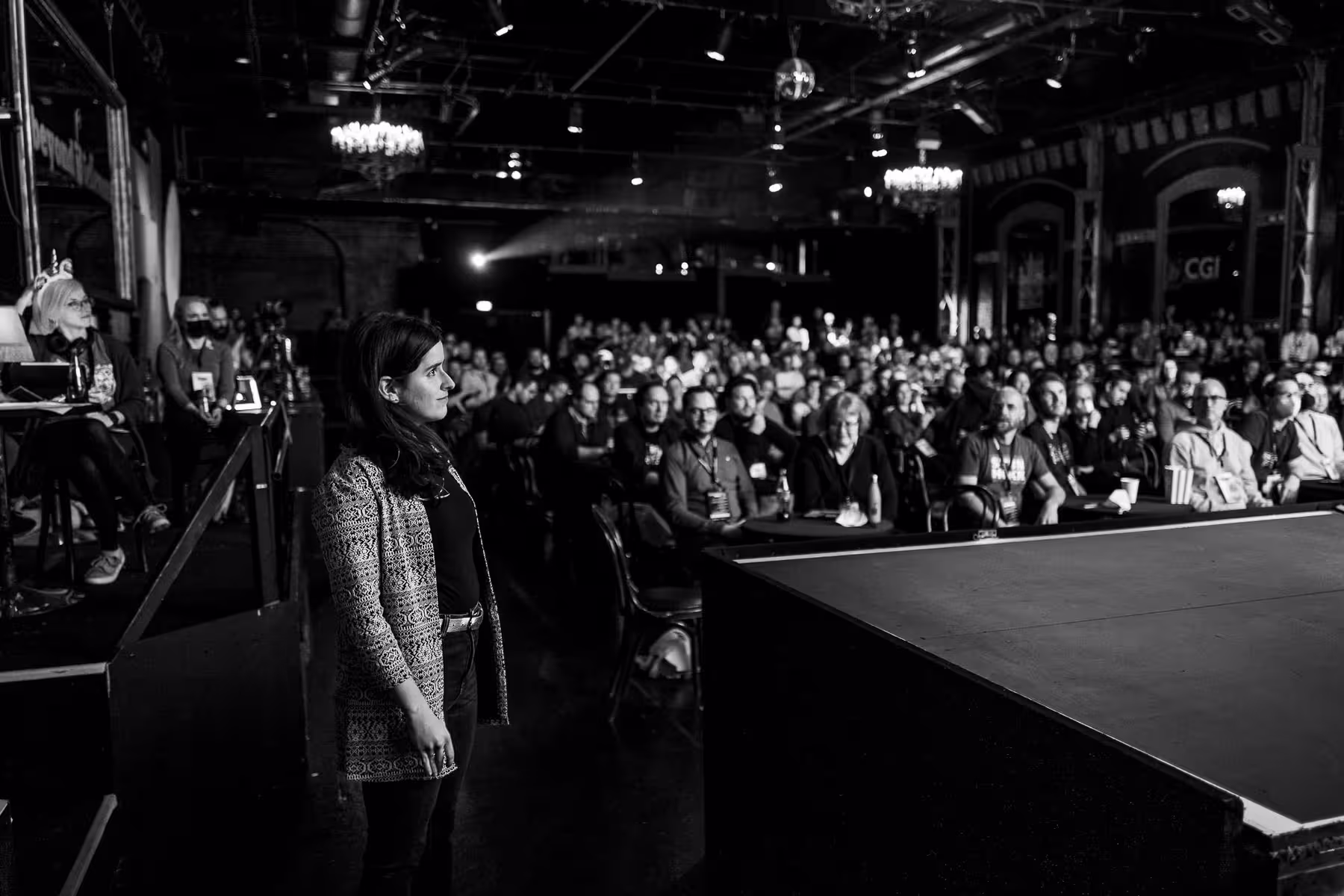 Photo of Júlia Racskó taken at beyond tellerrand in Düsseldorf 2021 by Florian Ziegler