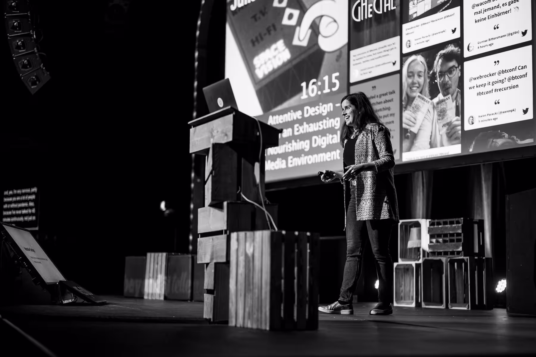 Photo of Júlia Racskó taken at beyond tellerrand in Düsseldorf 2021 by Florian Ziegler