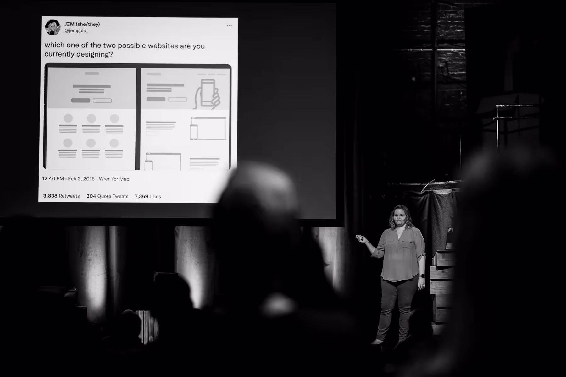 Photo of Stephanie Eckles taken at beyond tellerrand in Düsseldorf 2022 by Florian Ziegler