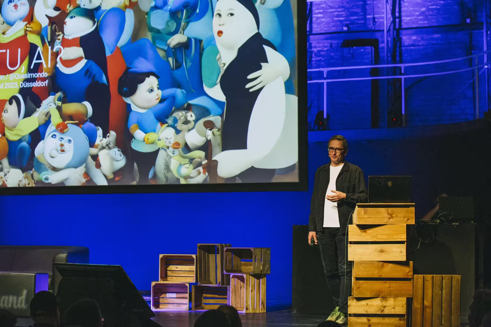 Photo of Mario Klingemann taken at beyond tellerrand in Düsseldorf 2023 by Celine Al-Mosawi