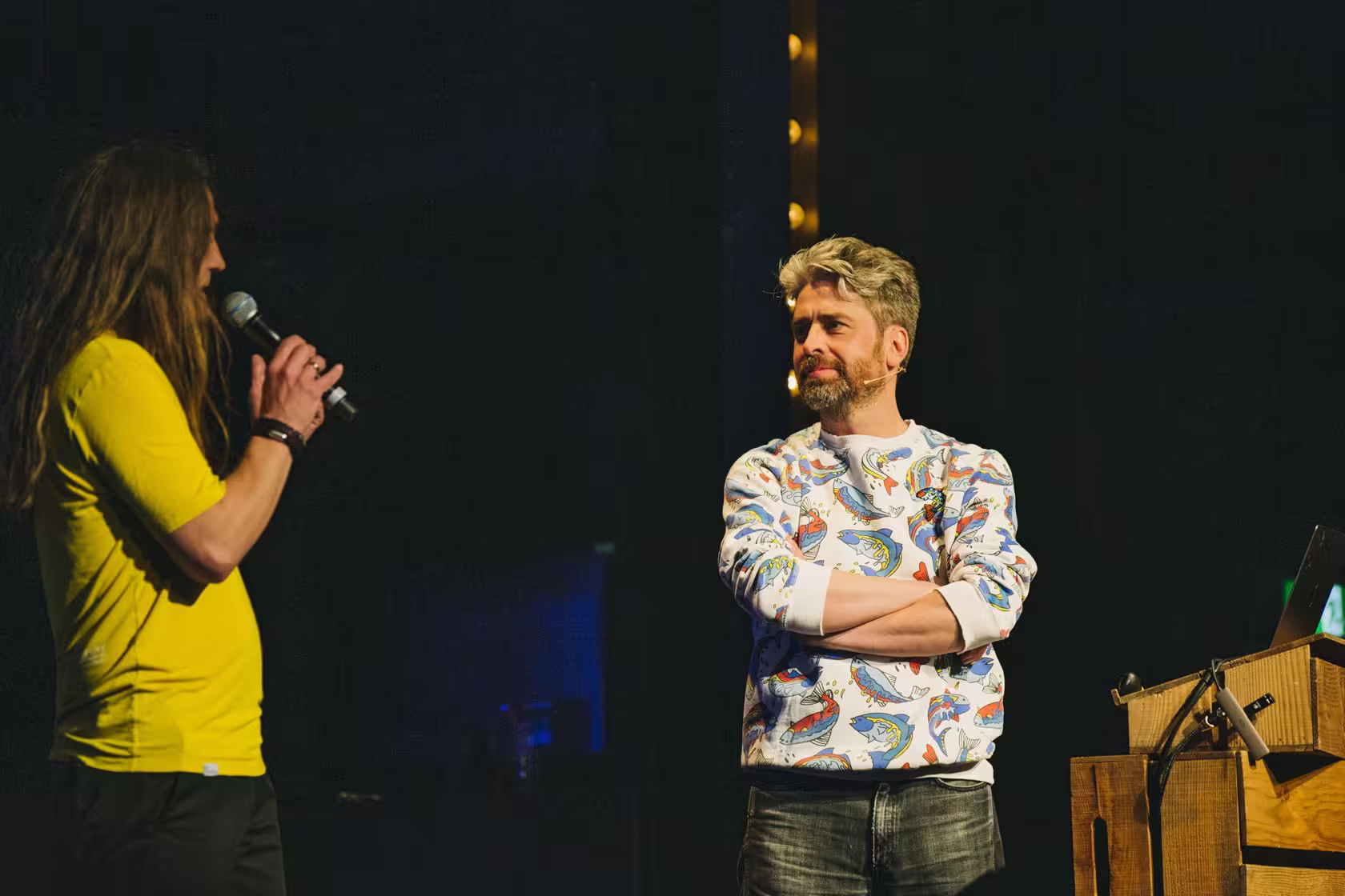 Photo of Thomas Thwaites taken at beyond tellerrand in Düsseldorf 2023 by Celine Al-Mosawi