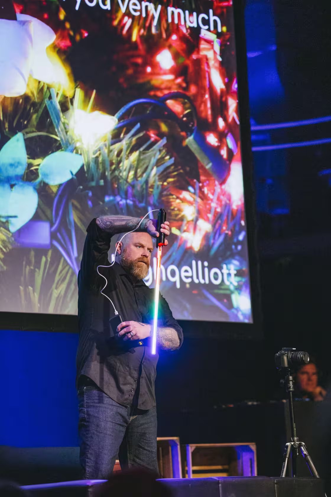 Photo of Hugh Elliott taken at beyond tellerrand in Düsseldorf 2023 by Celine Al-Mosawi