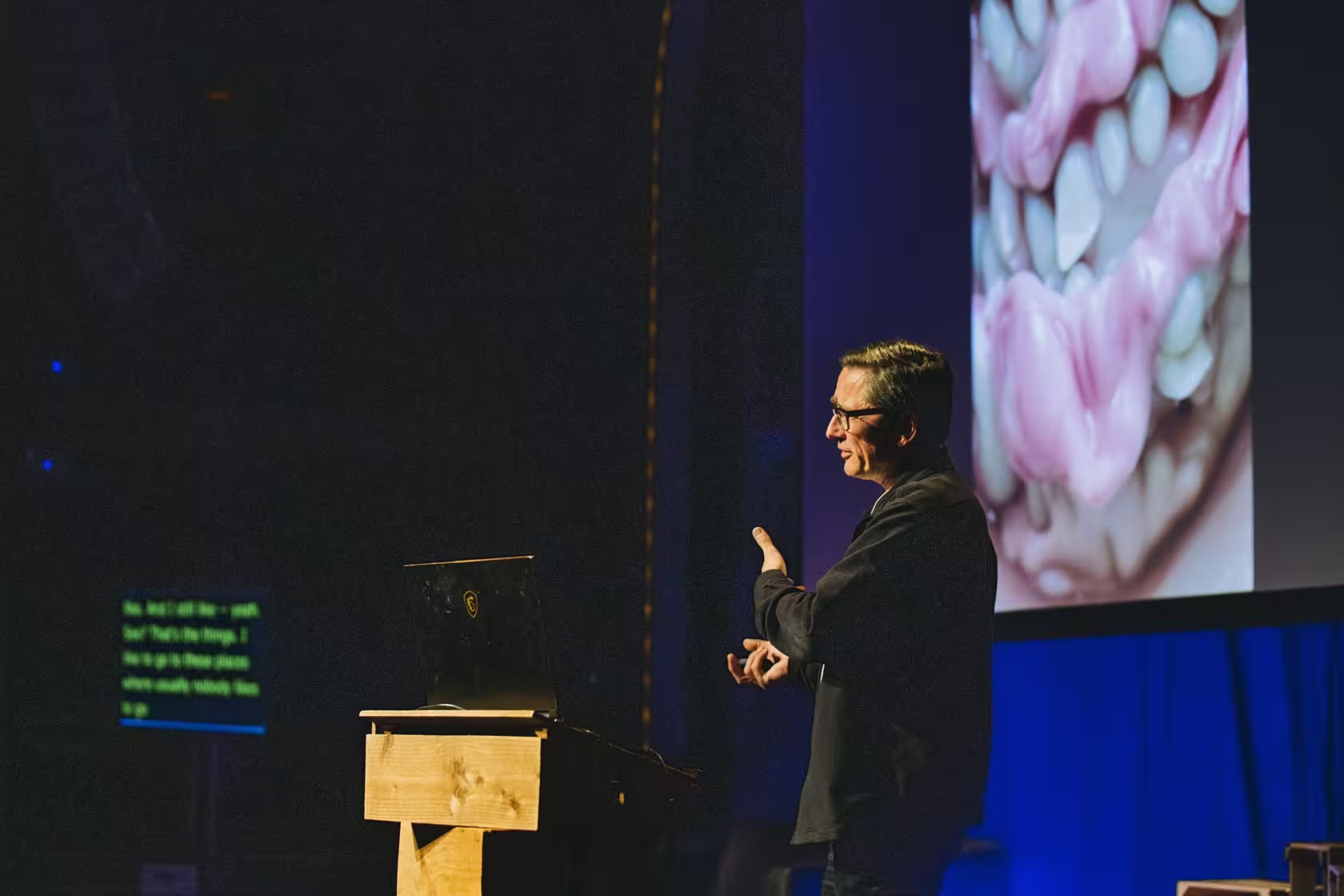 Photo of Mario Klingemann taken at beyond tellerrand in Düsseldorf 2023 by Celine Al-Mosawi