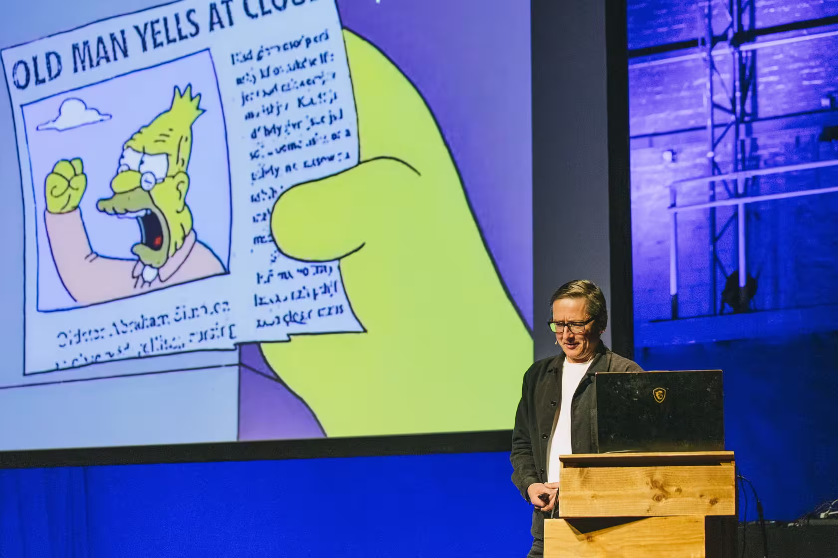 Photo of Mario Klingemann taken at beyond tellerrand in Düsseldorf 2023 by Celine Al-Mosawi