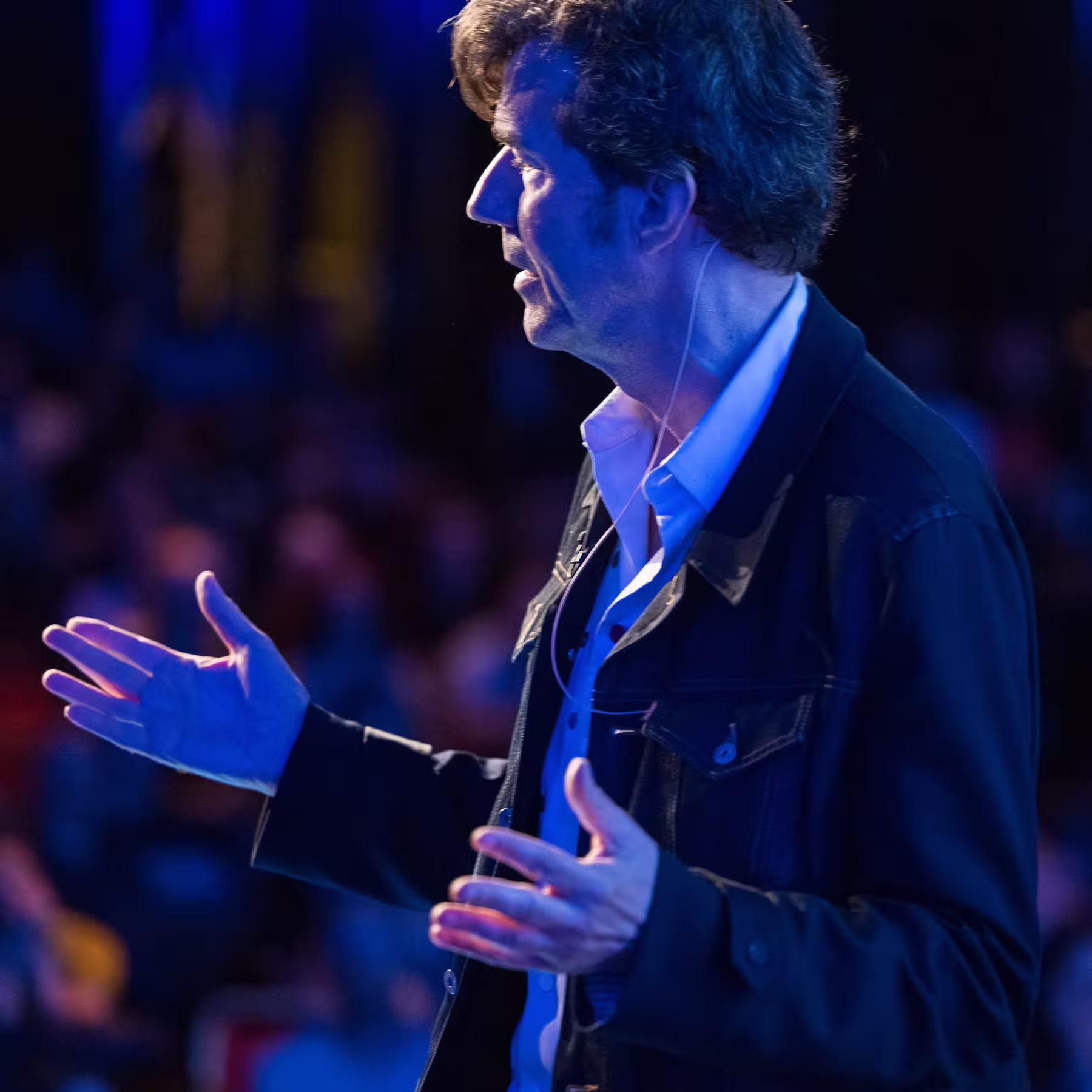 Photo of Stefan Sagmeister taken at beyond tellerrand in Düsseldorf 2024 by Martin Kraft